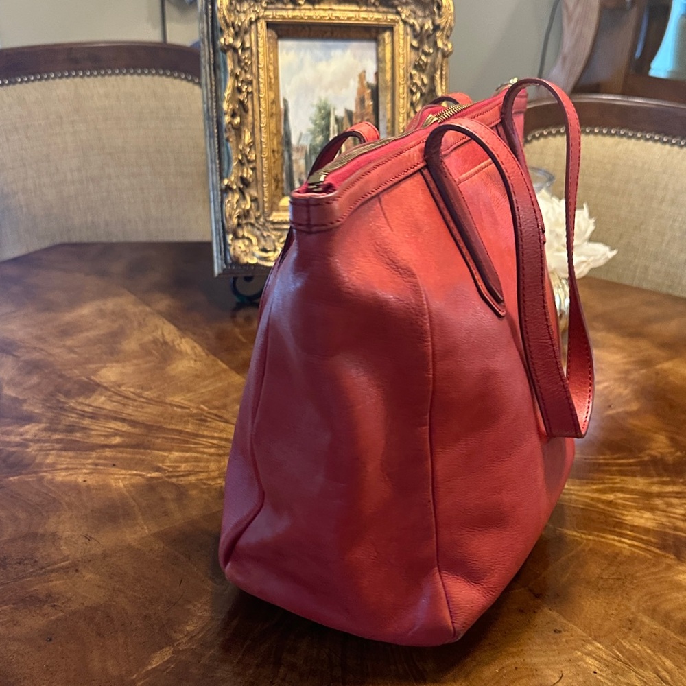 Fossil Cherry Red Leather Tote - Picture 9 of 12